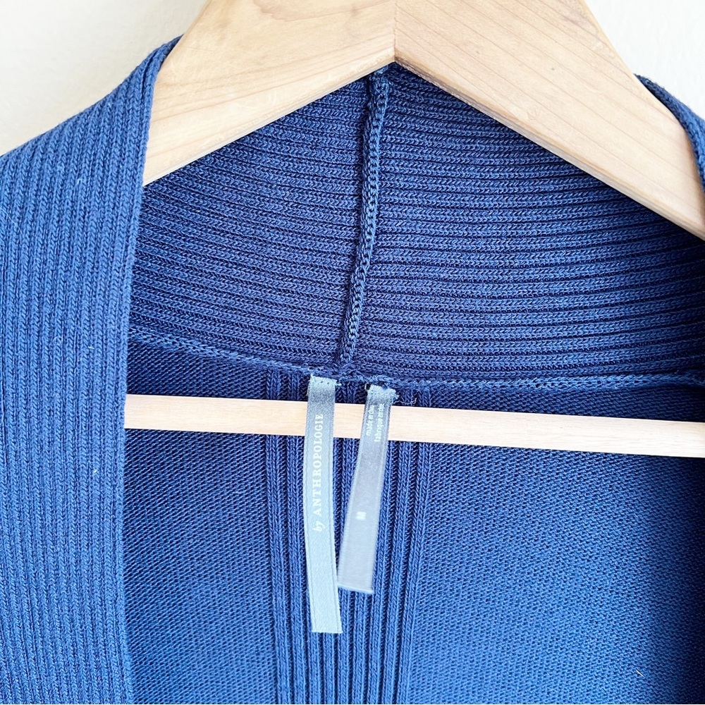 ANTHROPOLOGIE navy blue cardigan sweater open front size medium - Picture 2 of 7